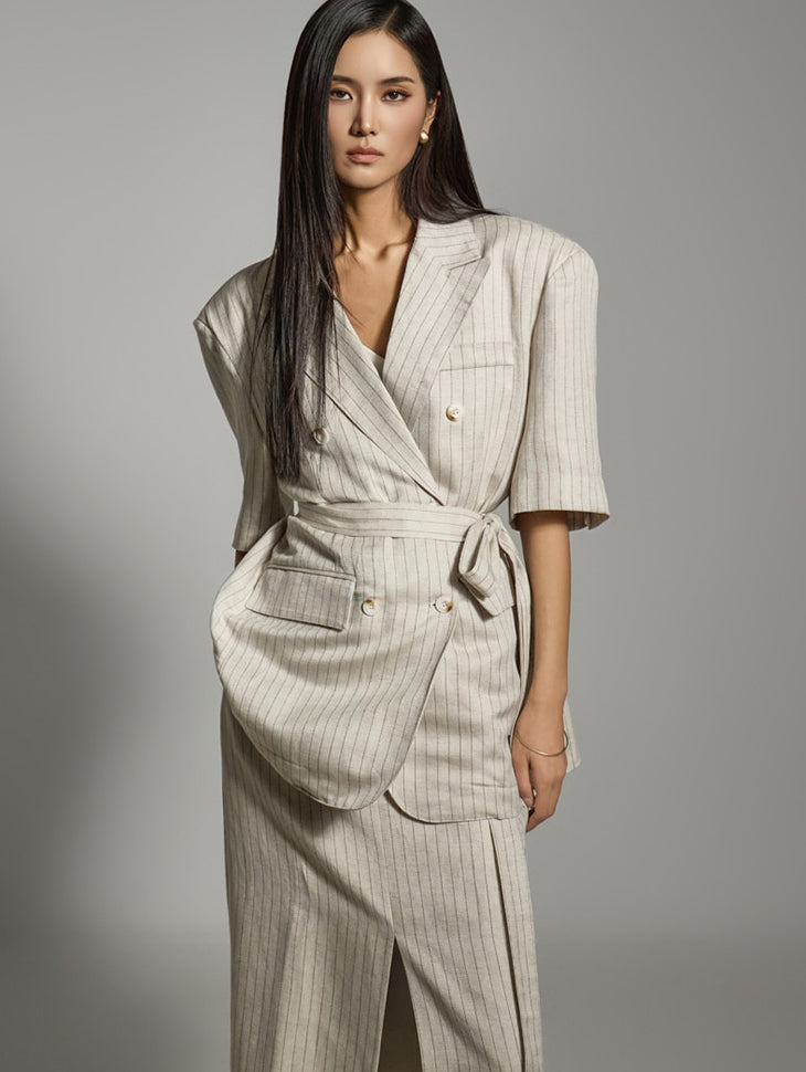 J2740 Linen Jacket With Strap