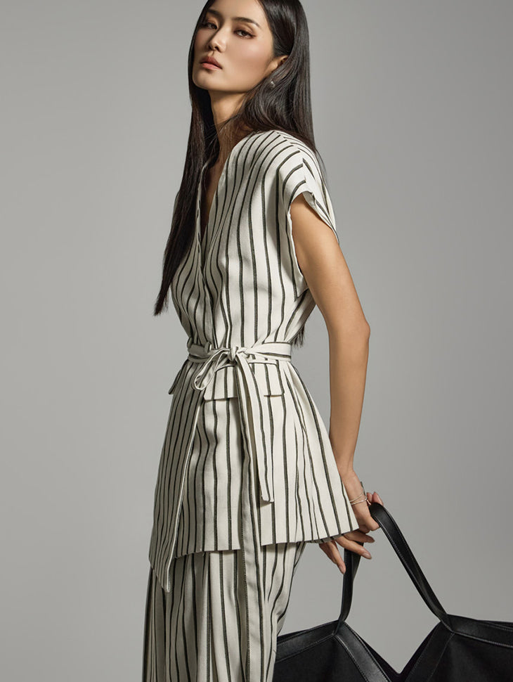 J2742 Linen Vest With Strap