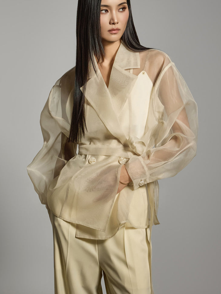 J2745 Organza Jacket with Belt