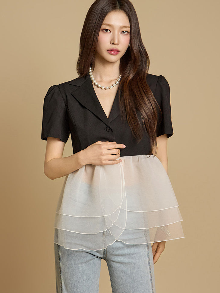 J2767 Tulle Layered Jacket