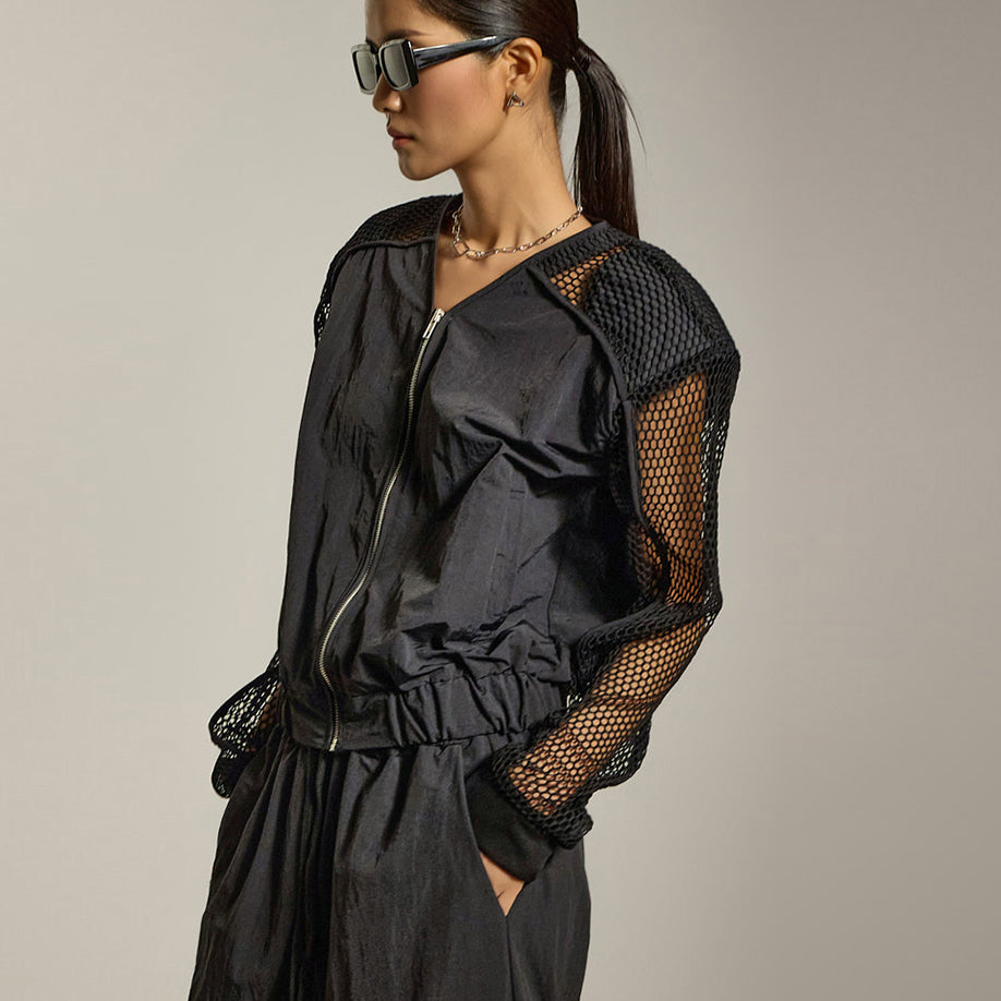 J2780 网眼袖拉链夹克