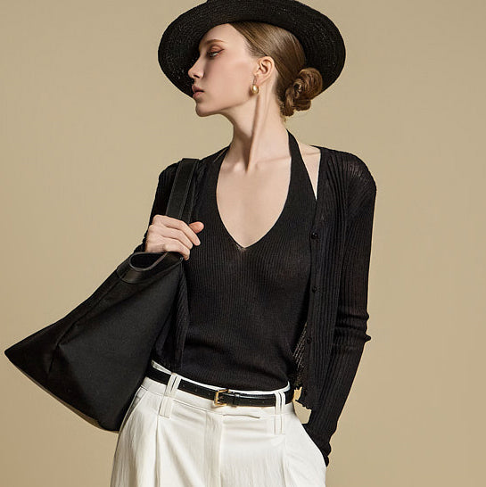 J2788 挂脖无袖套装开衫