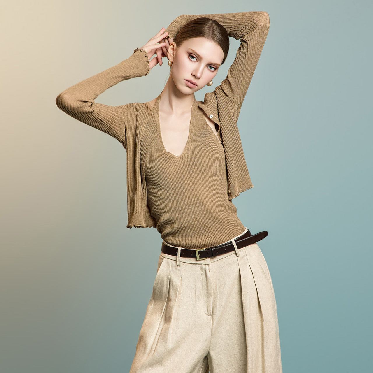 J2788 挂脖无袖套装开衫