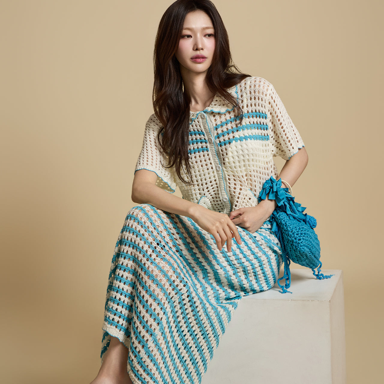 J2791 Eyelet Knit Cardigan