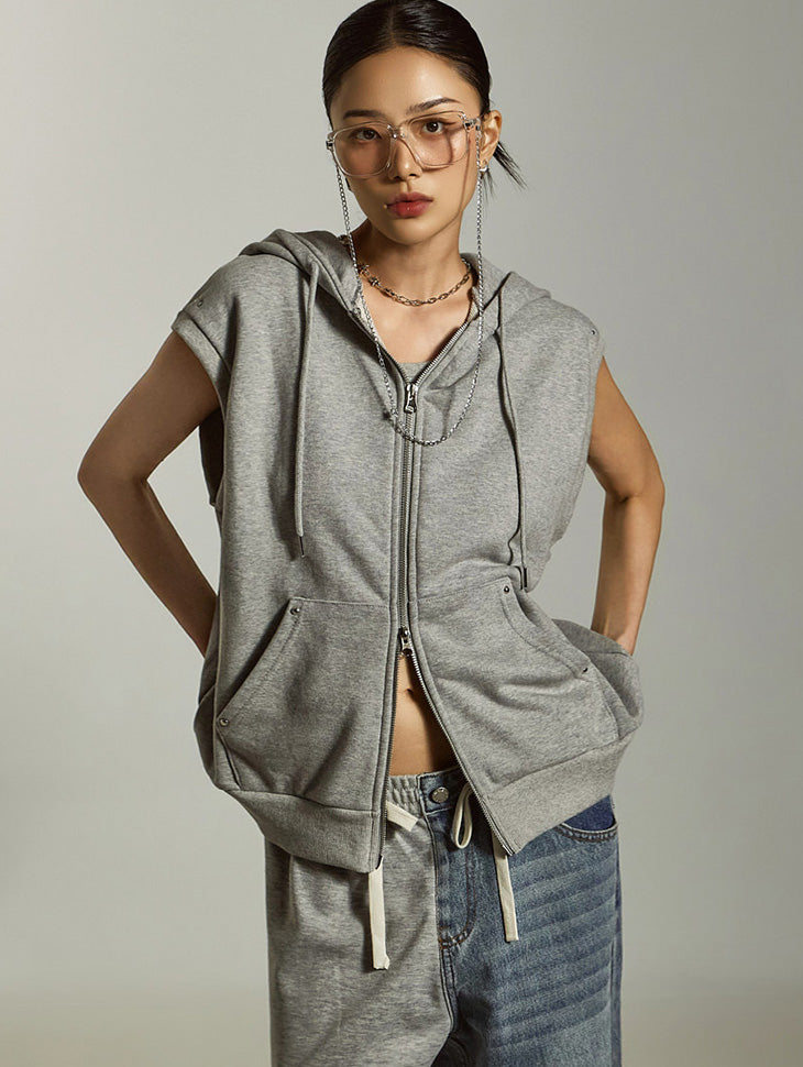 J2800 连帽背心拉链夹克