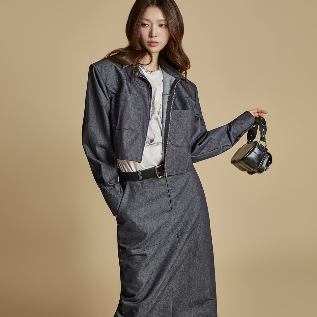 J2812 Cropped Zip-Up Jacket