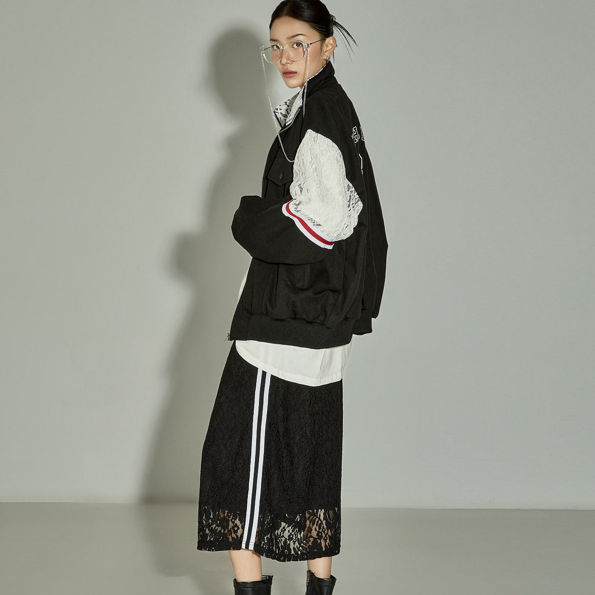 J2862 Lace Contrast Jacket