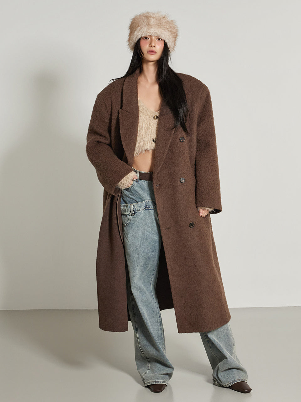 J2969 Wool Collar Coat