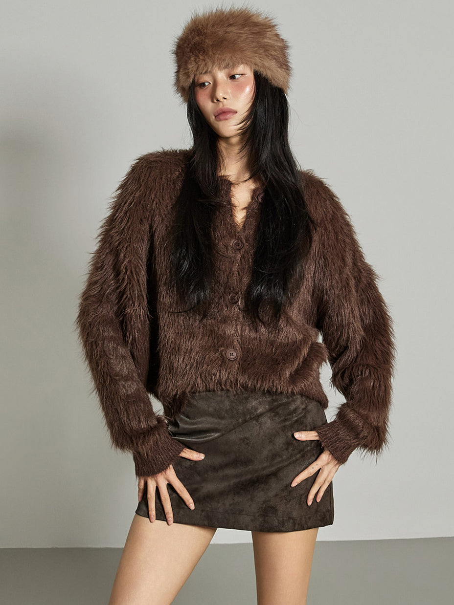 J2976 Fur Wool Cardigan