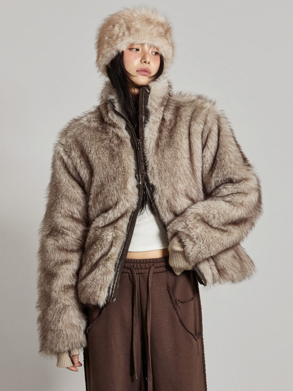 J2977 High-Neck Fur Jacket