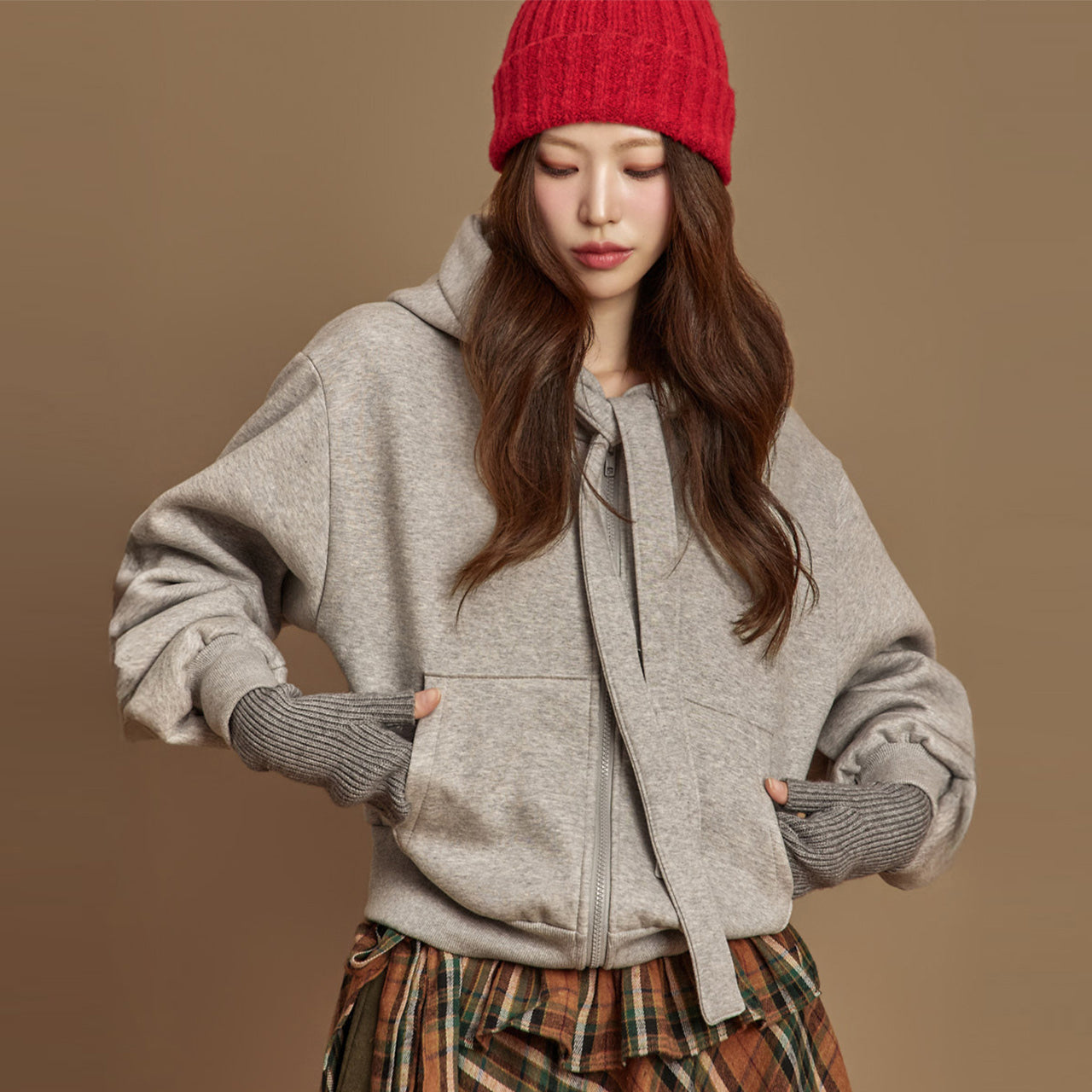 J2989 Fleece Hooded Zip-Up Jacket