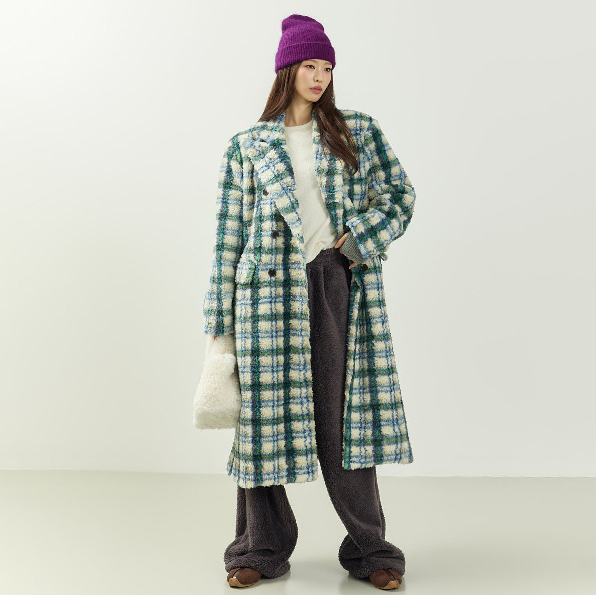 J3060 Boucle Check Long Coat