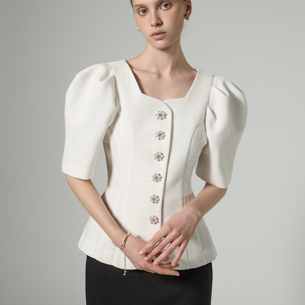 J3117 纽扣泡泡夹克