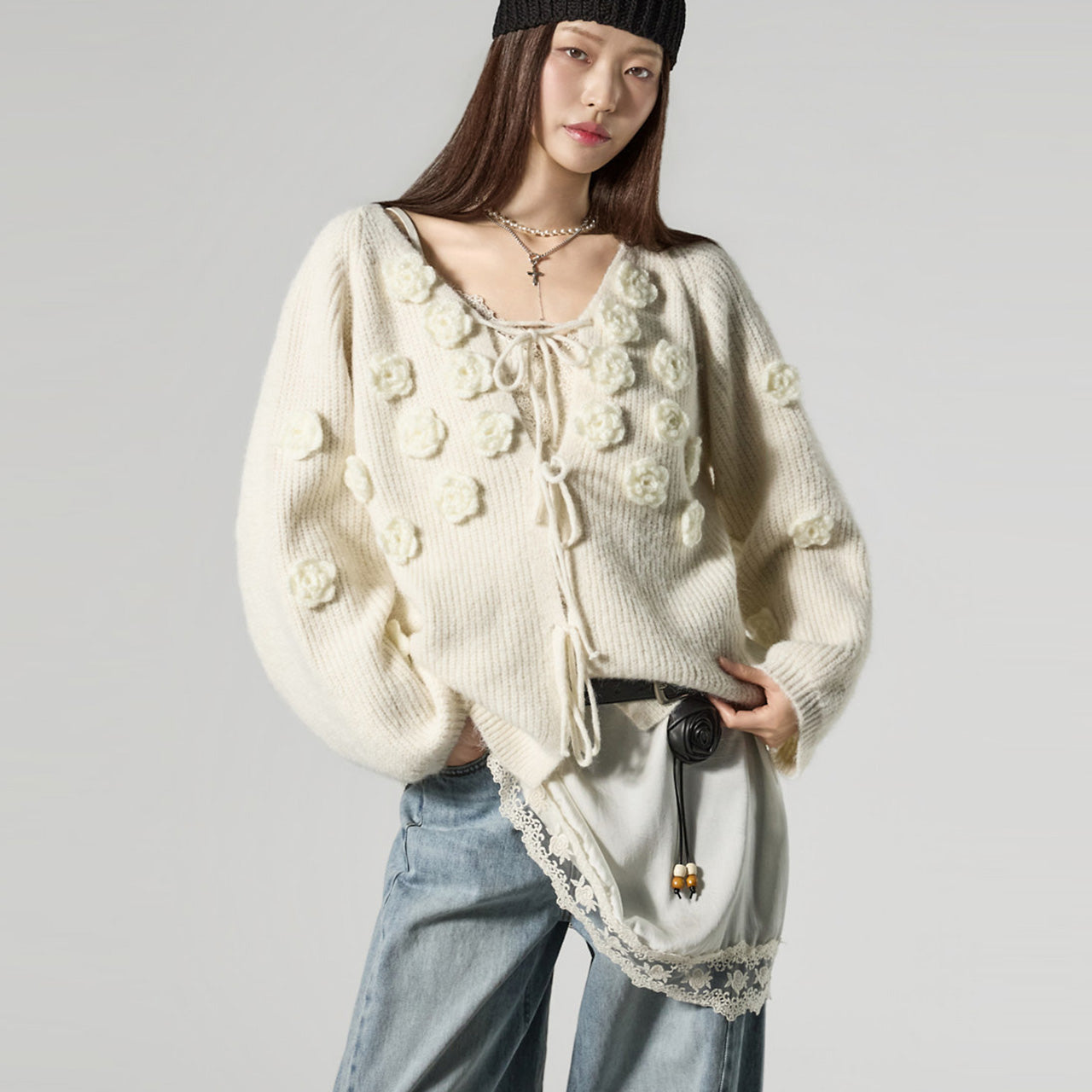 J3123 Flower Cardigan