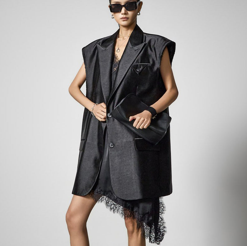 J3226 Wide Shoulder Long Vest