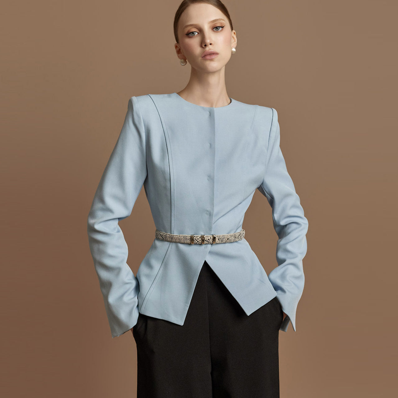 J9310 无领夹克(带腰带)