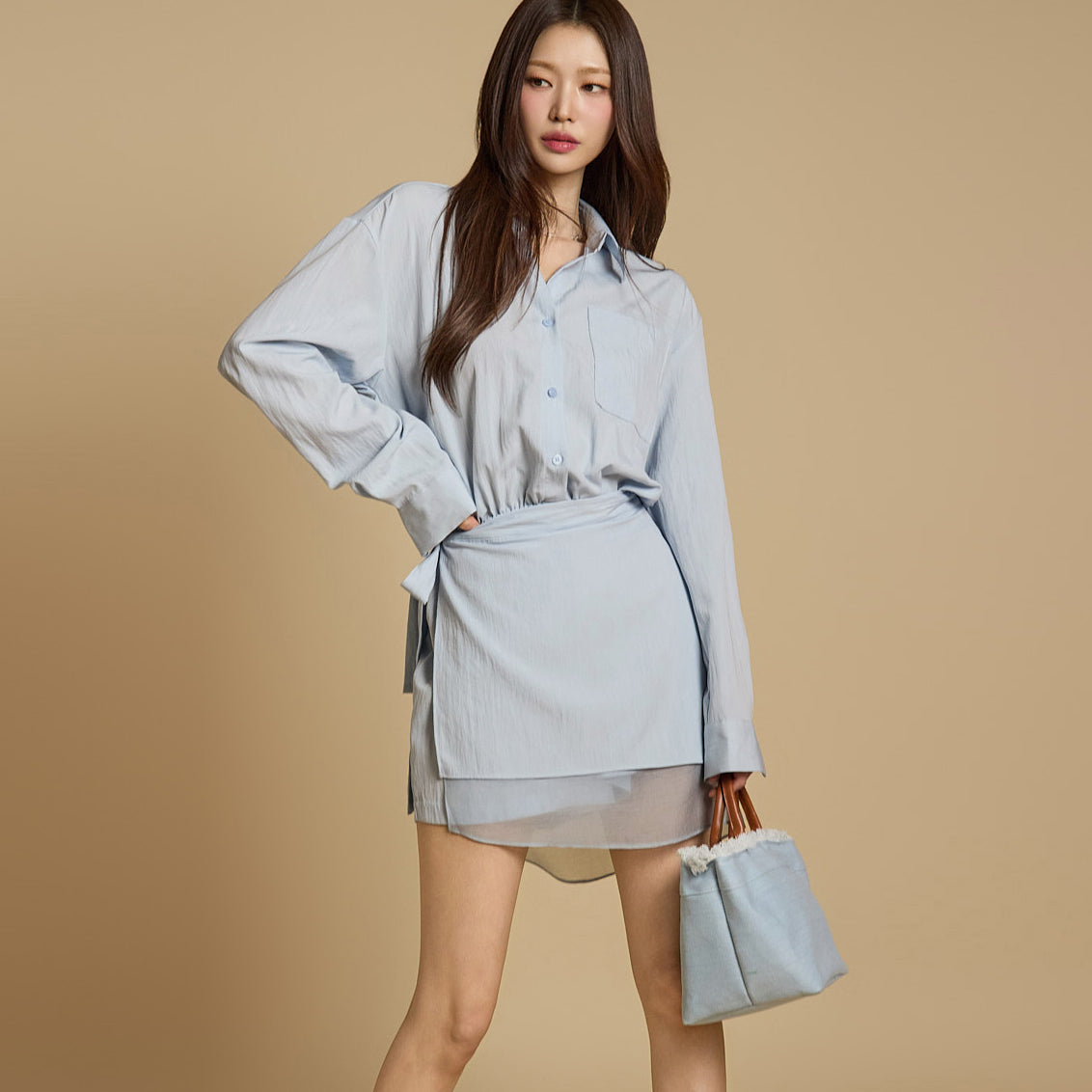 JS054 衬衫裹身连体裤