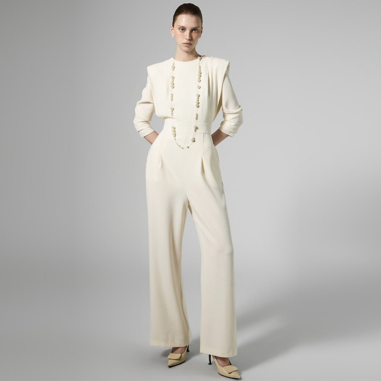 JS061 Padded Shoulder Jumpsuit