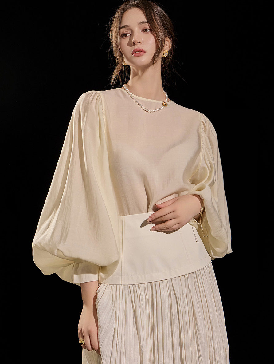 B2879 パフスリーブブラウス