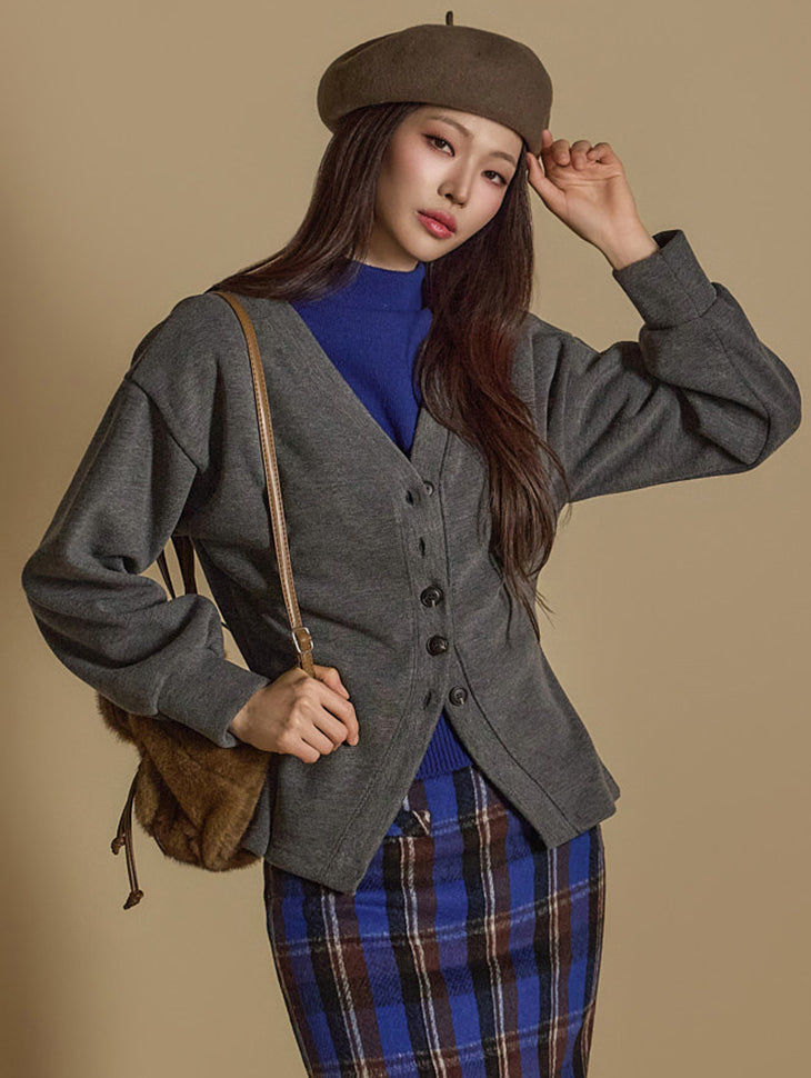 J2604 フリース裏地カーディガン