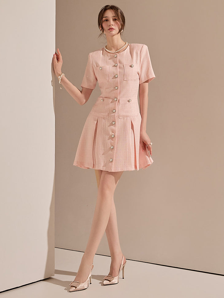 D4765 ツイードミニドレス