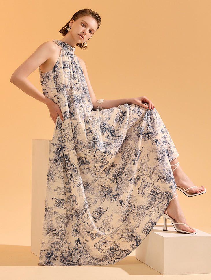 D4728 ホルターネックワンピース