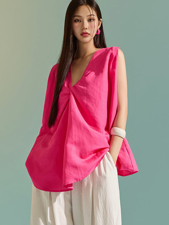 B2865 リネンツイスト ノースリーブブラウス