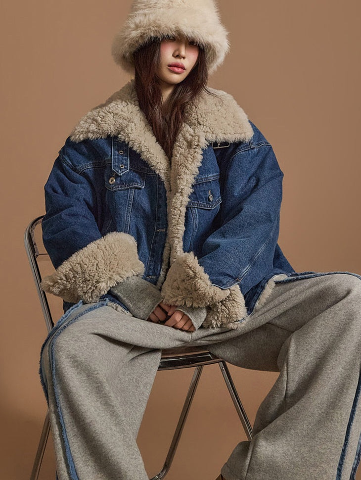 J2556 毛皮牛仔夹克