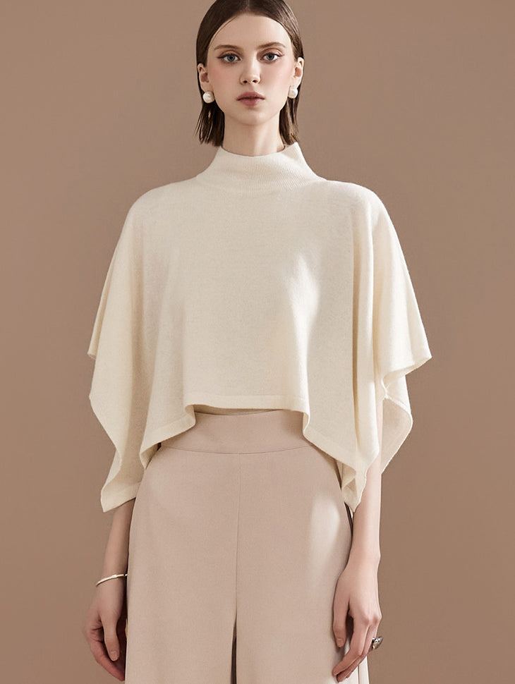 E3292 羊毛不平衡斗篷针织