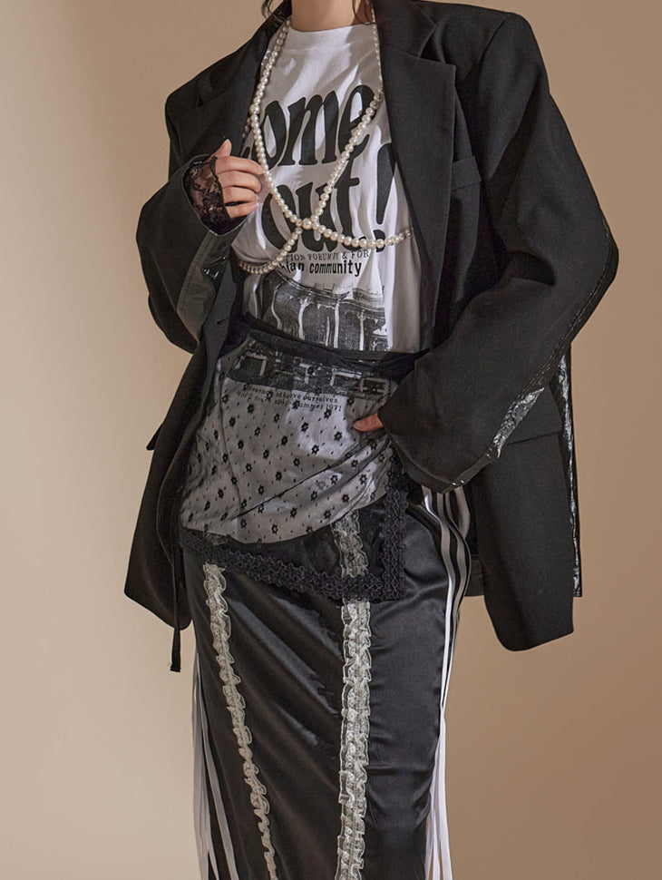 SK2692 Flower Pattern Lace Warp Skirt