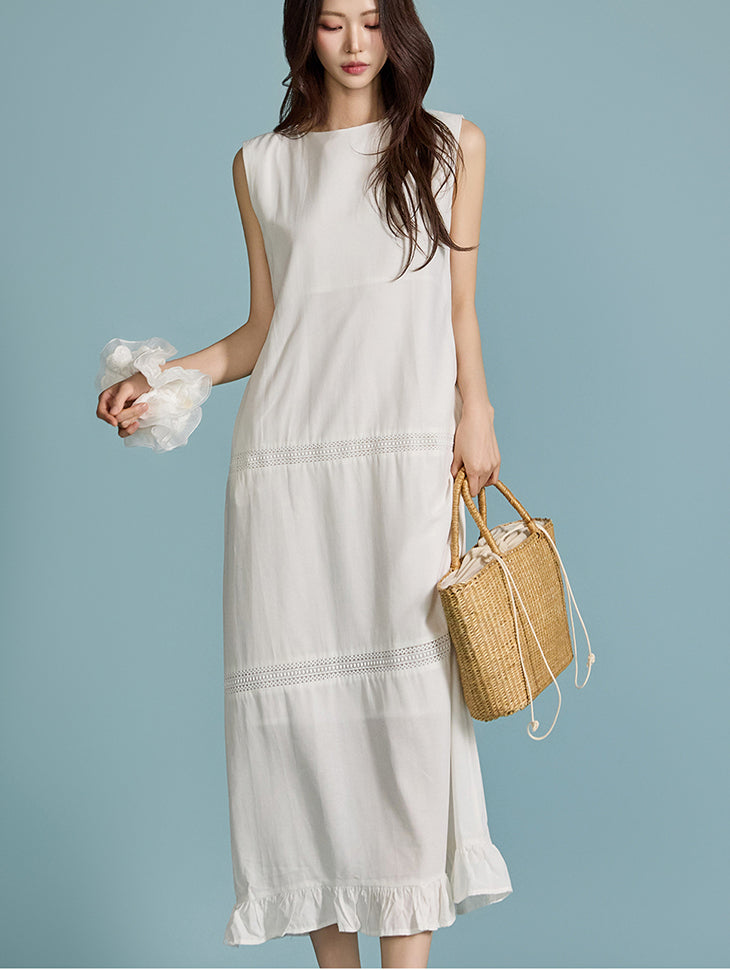 D5052 刺繍フリルドレス