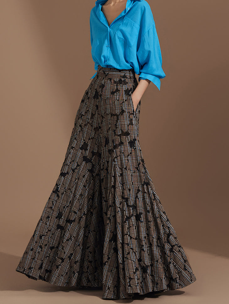 P9146 Plaid Lace Pants