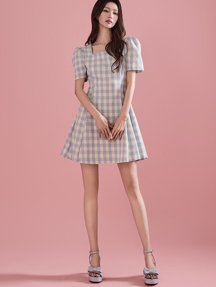 D4983 Plaid Mini Dress