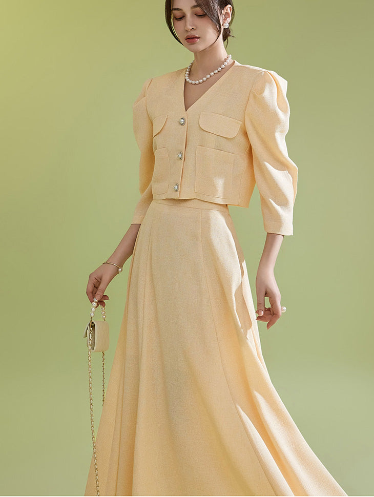 D4202 Flare Thin Tweed Two-piece