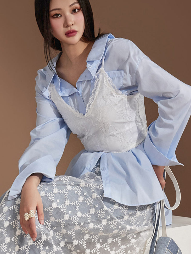 S604 紧身胸衣和衬衫套装