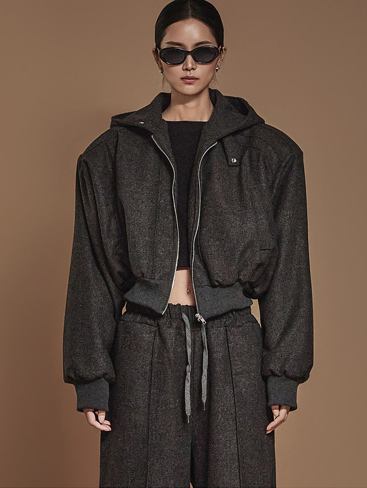 J2455 フード付きクロップジャンパージャケット