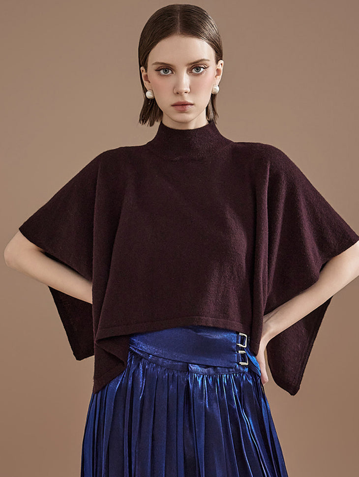 E3292 羊毛不平衡斗篷针织