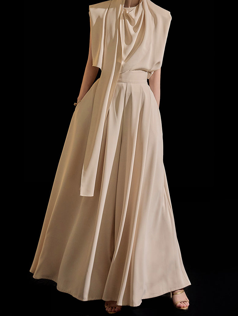 P9085 ハイウエストピンタックワイドスラックス