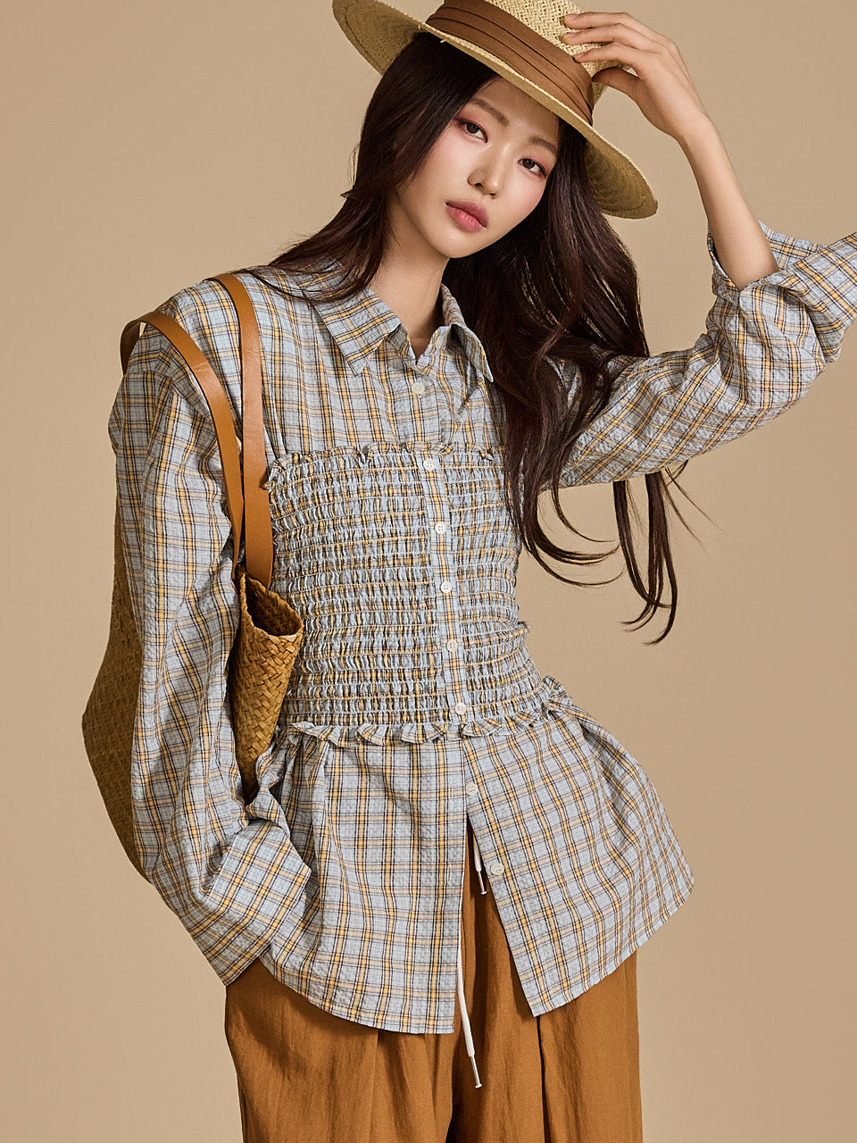 S646 ビスチェとチェックシャツセット