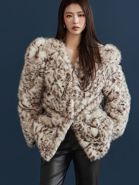 J2071 豹纹泡泡袖夹克