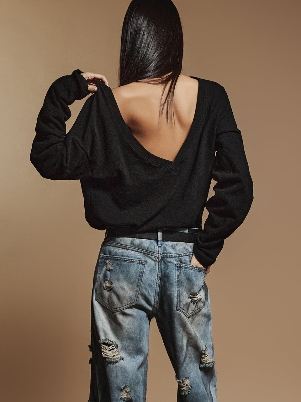 E3568 后开衩长上衣