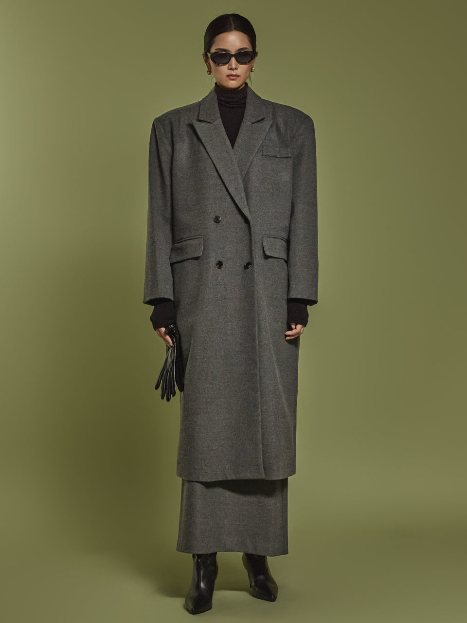 J2446 ダブルボタンオーバーサイズフィットコート