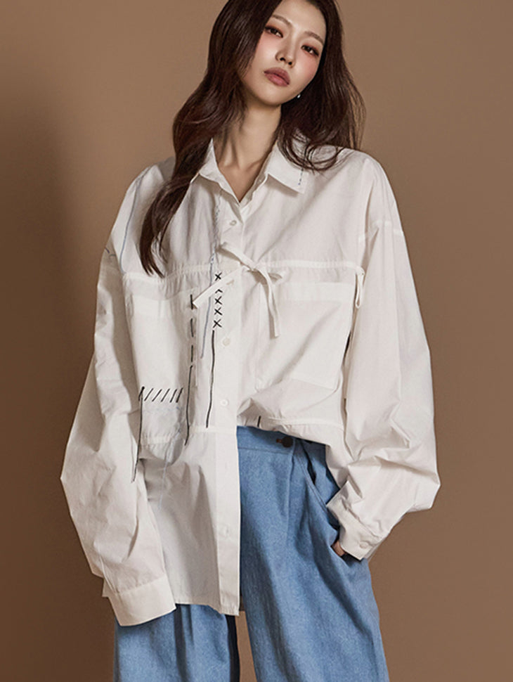 S684 针织丝带衬衫