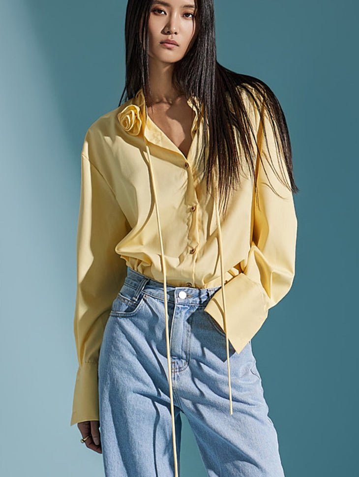 B2926 Rose Mandarin Collar Blouse (Strap Set)