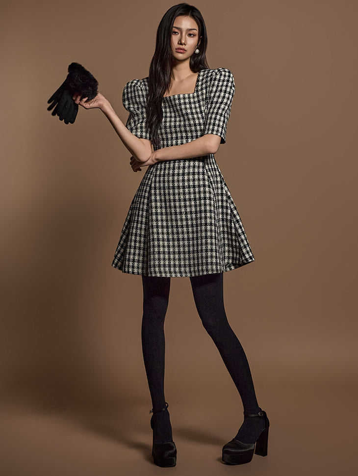 D5164 格子迷你连衣裙