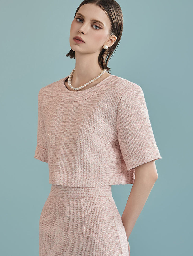 B2943 ツイードブラウス