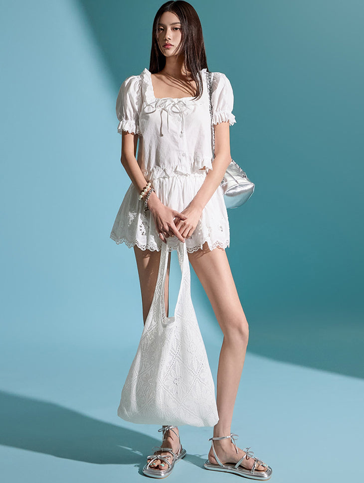 TP1899 刺繍ブラウスとパンツセット