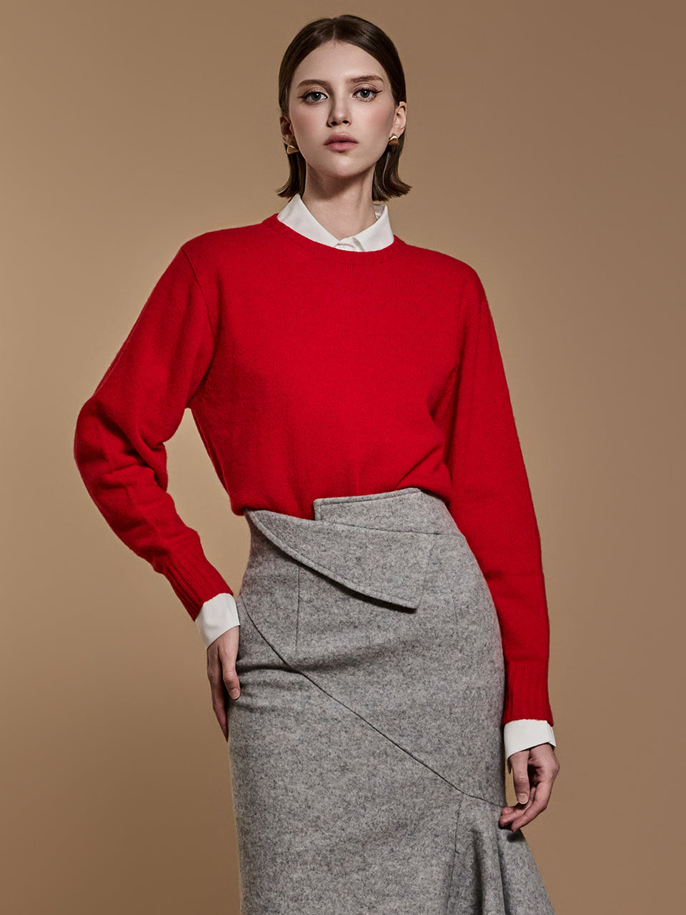 E3575 圆领羊毛针织衫