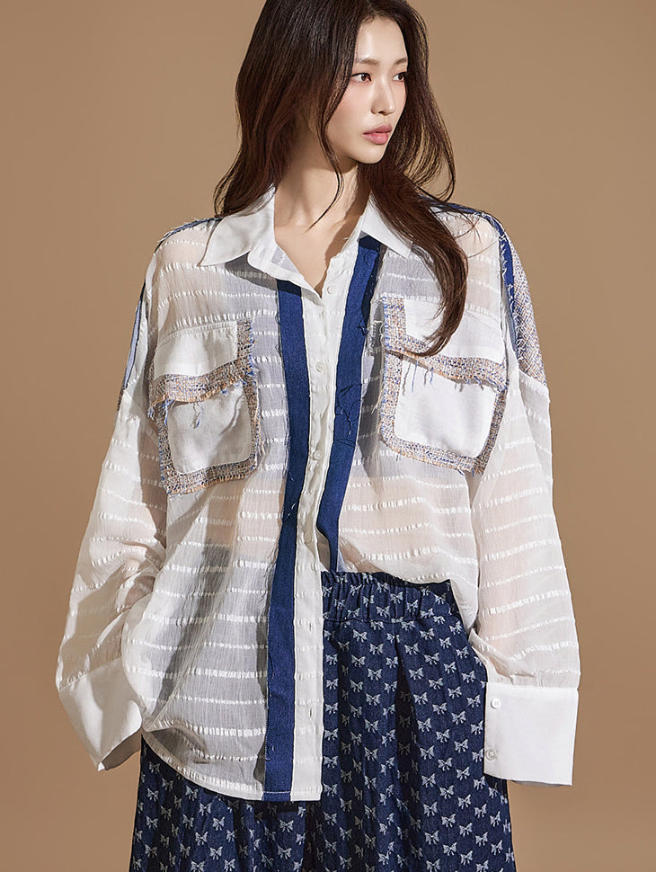 S665 デニムカラーエッジシャツ