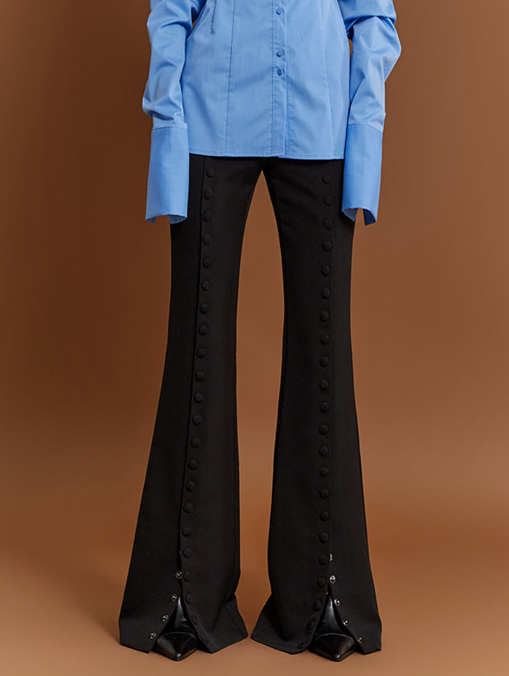P9145 ボタンローライズブーツカットパンツ